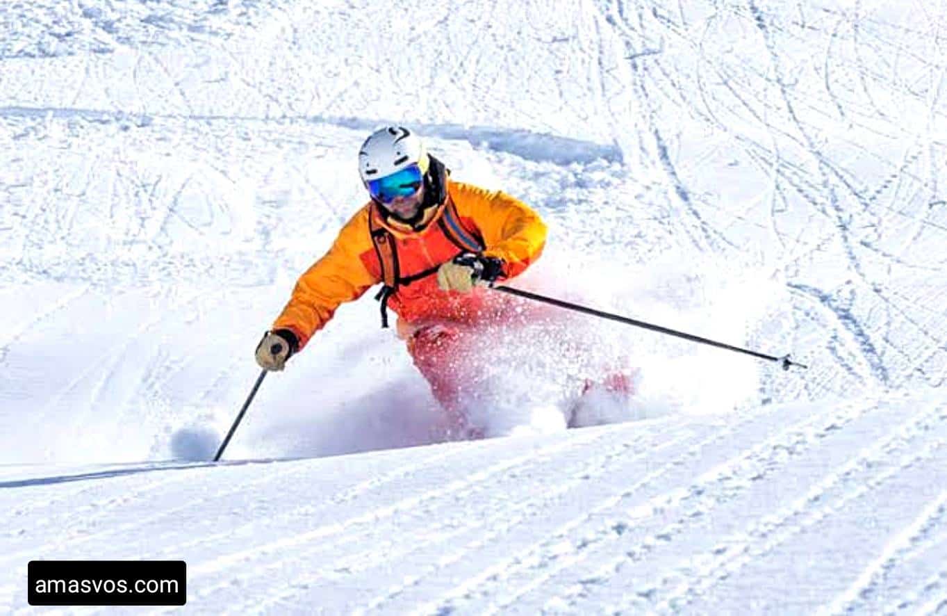 A Man Engaging On Winter Sport In Japan (Skiing On Snow)